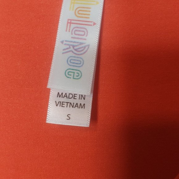 LuLaRoe Christy T Orange V-Neck Top - Picture 4 of 7